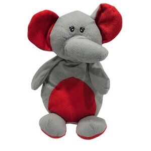 Cuddly Grey & Red Elephant Plush Toy By Kellytoy
